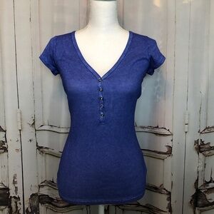 Vintage Perfect Henley with Rhinestone Accents - Size S